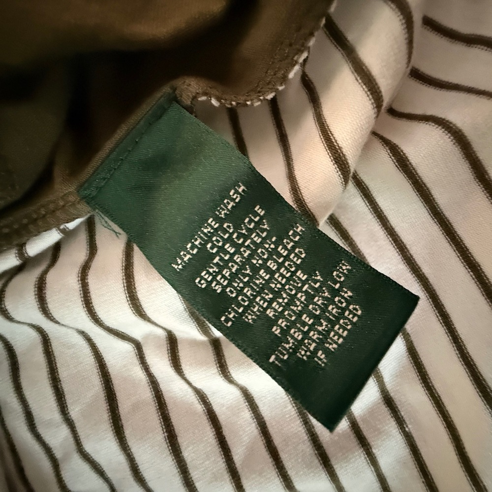Lauren Active Ralph Lauren Womens XL Green White Striped V-Neck Polo Shirt - Picture 4 of 9